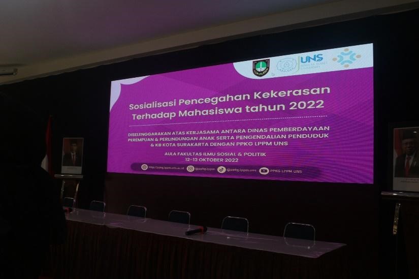 Seminar “Sosialisasi Pencegahan Kekerasan Terhadap Mahasiswa Tahun 2022” PPKG LPPM UNS Bersama Pemkot Surakarta